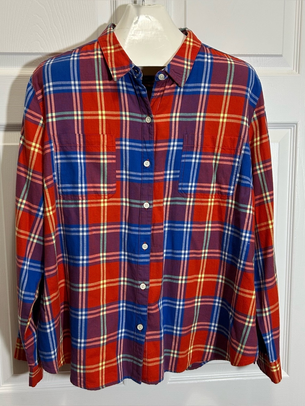 Old Navy Red, Blue and Yellow Plaid Button-Down Shirt